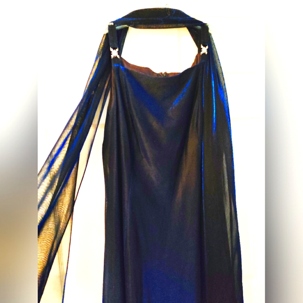 Size 18 Metallic blue prom/formal dress with shawl by Betsey & Adam by Jaslene